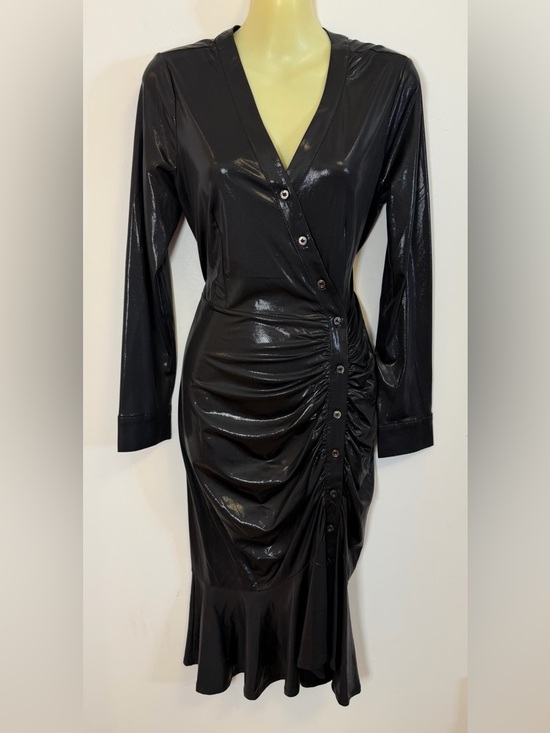 Current Air Dresses & Skirts - Current Air Shiny Black Long Sleeve Midi Dress